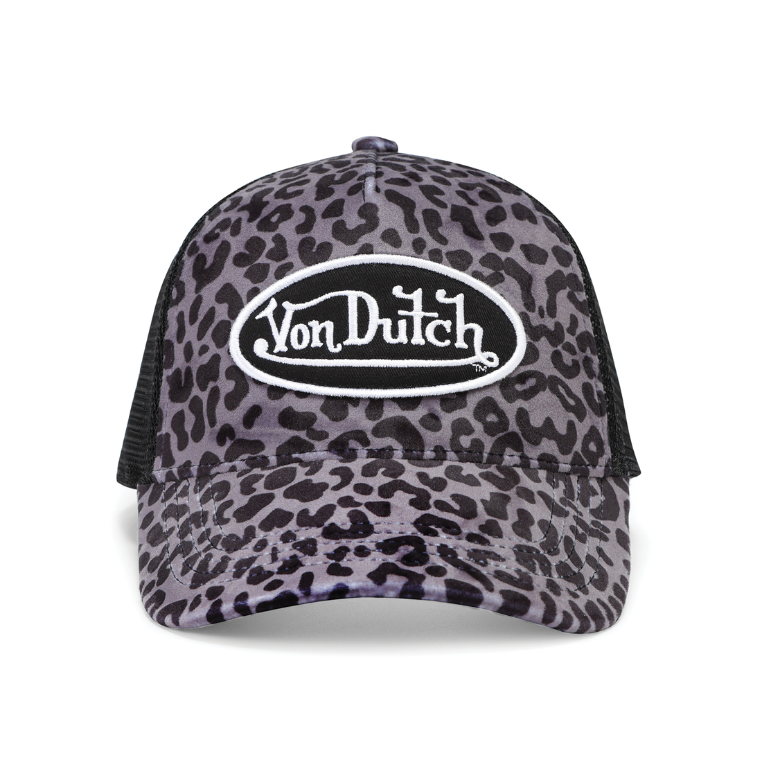 Grey Cheetah Velvet Trucker Hat — image 1