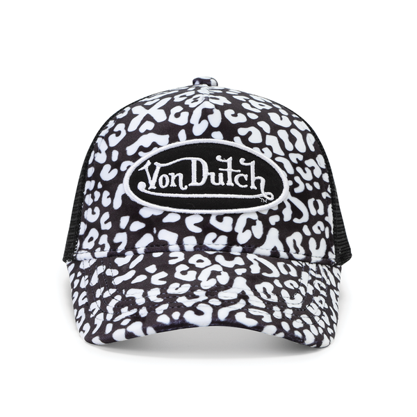 White and Black Cheetah Velvet Trucker Hat