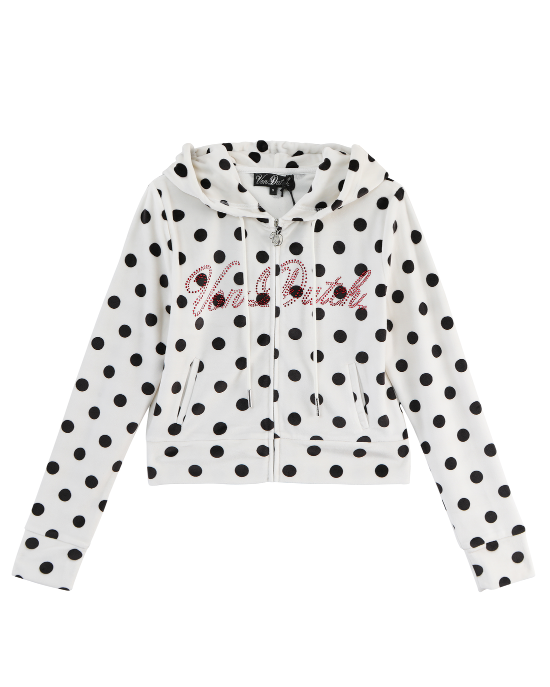 Velour Zip Up - Polka Dot