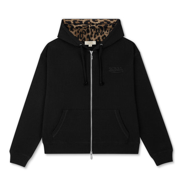 BLACK - REMI WAFFLE HOODIE