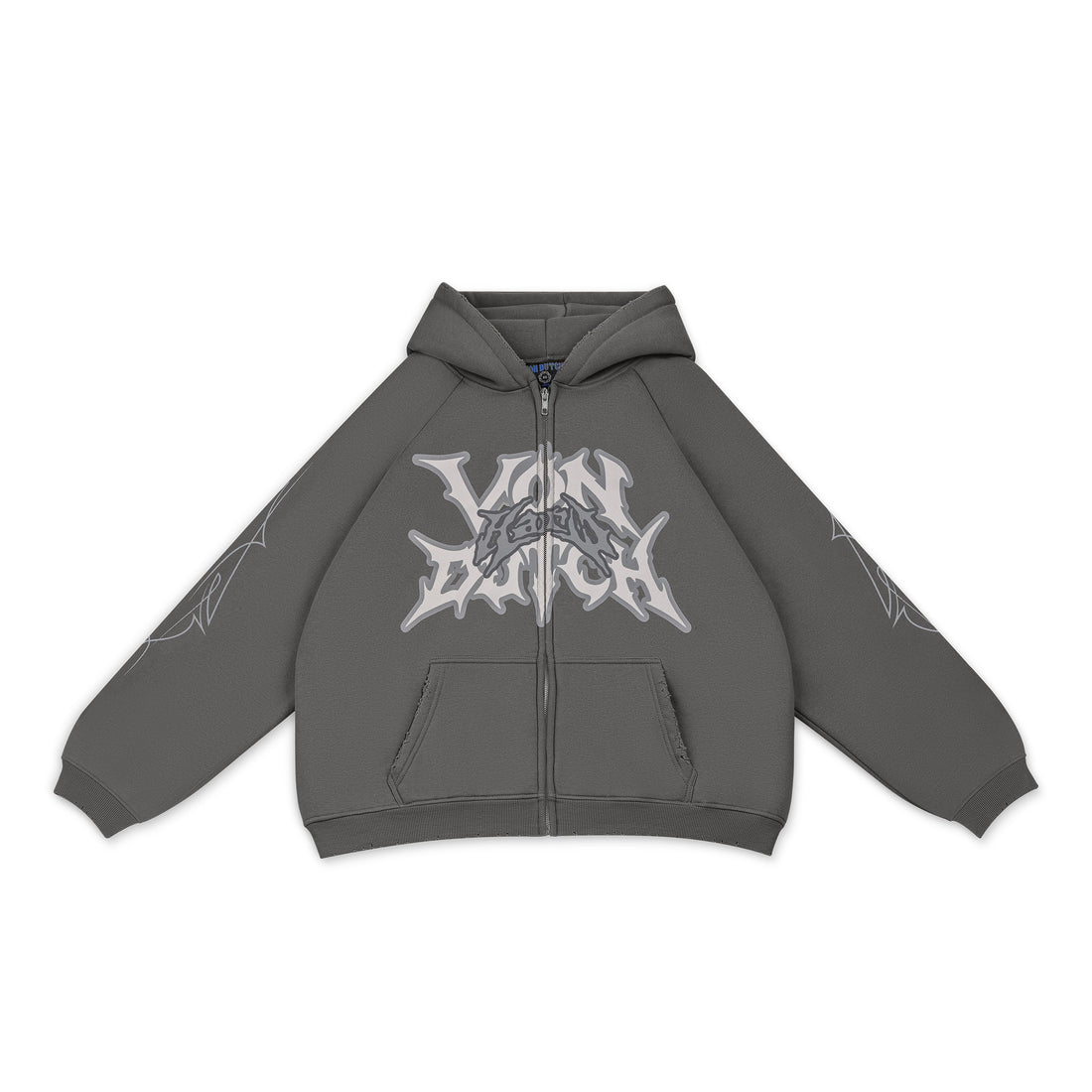 GRAY DISTRESSED HOODIE - VD x HARDFEST — image 1