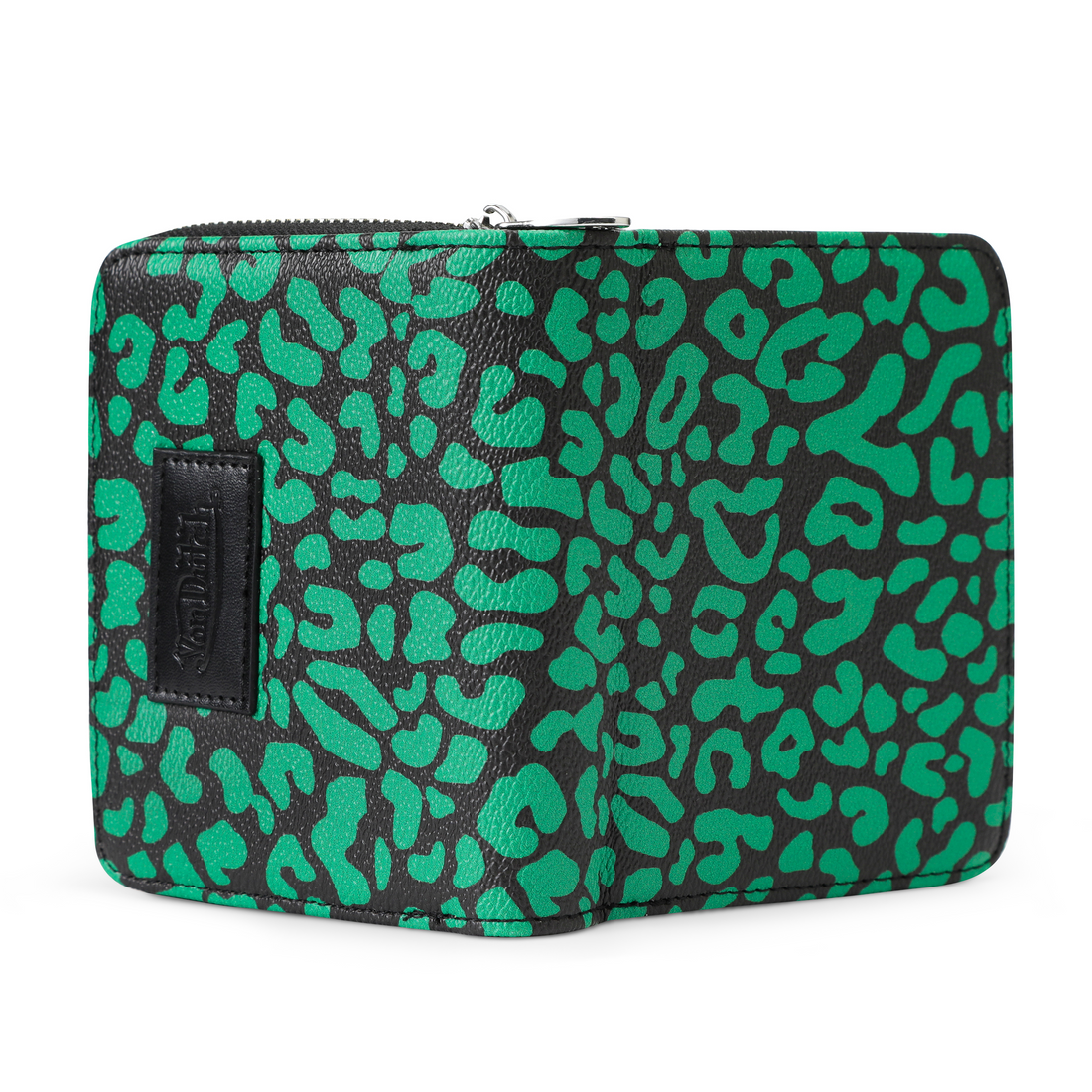 Cheetah Print Zip-up Wallet - Green