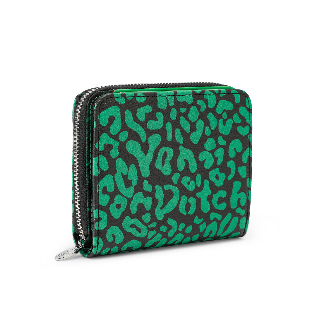 Cheetah Print Zip-up Wallet - Green