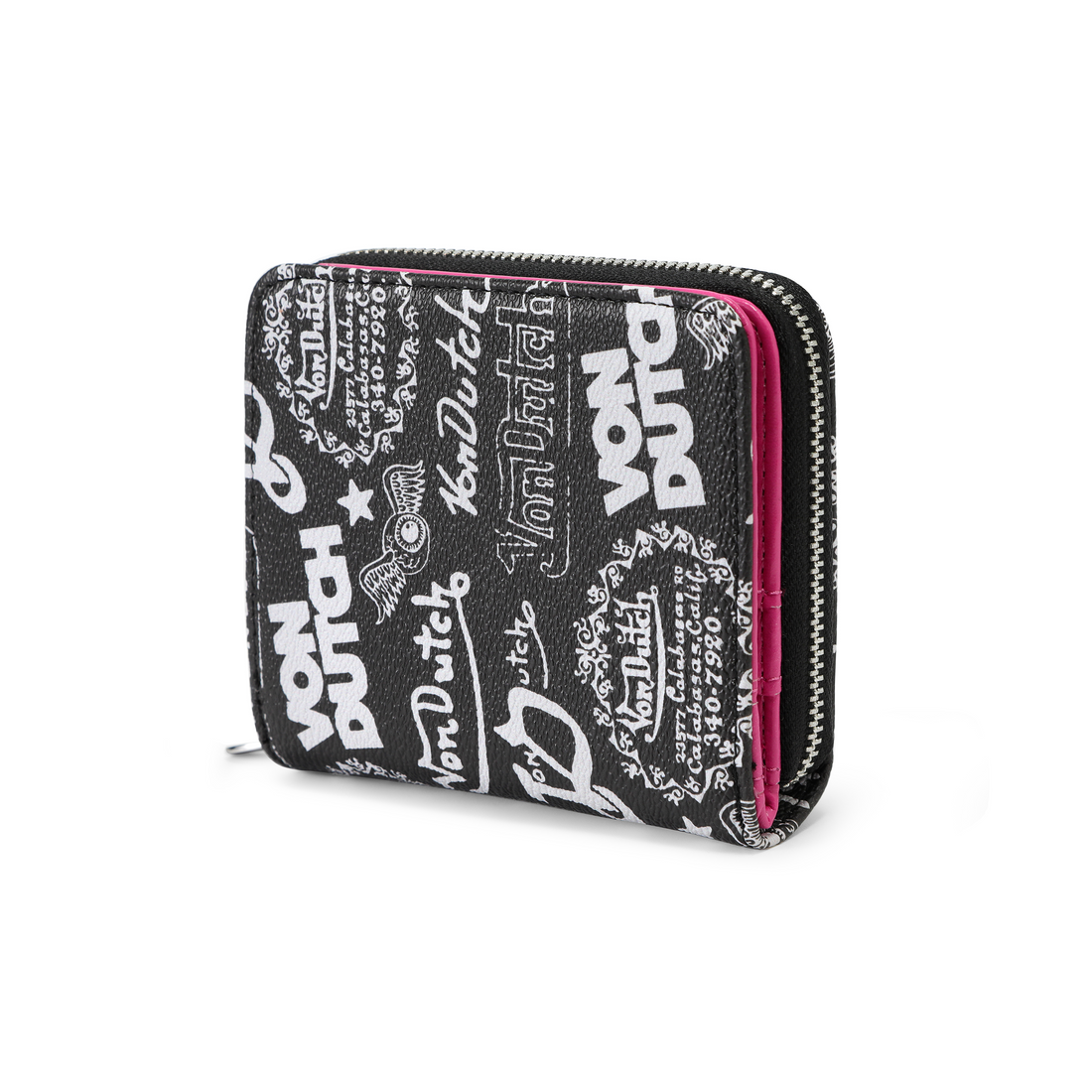 Logo Stamps Zip-Up Wallet - Black