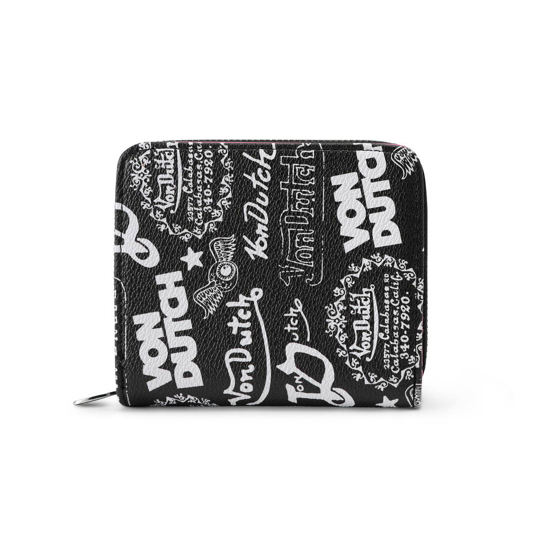 Logo Stamps Zip-Up Wallet - Black