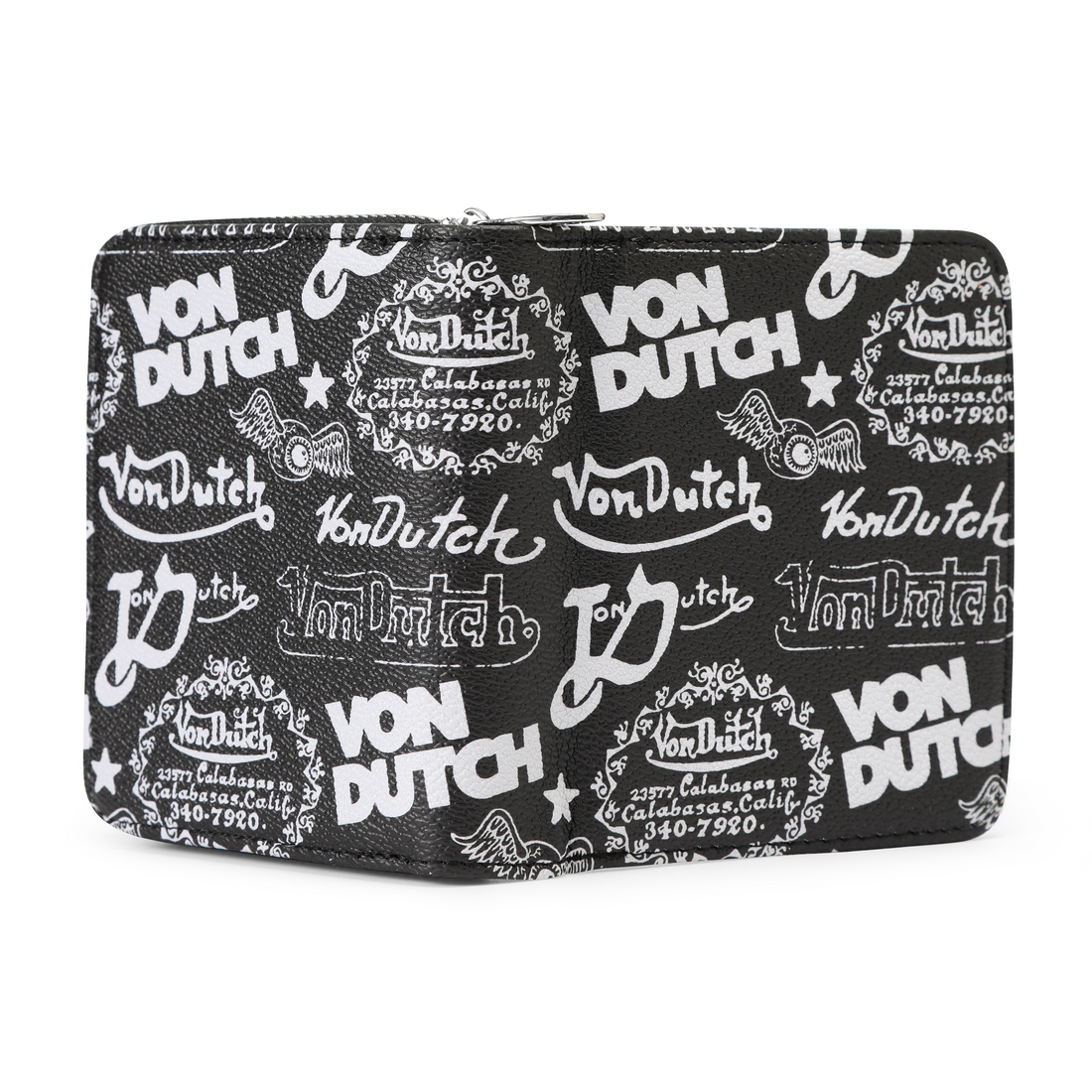 Logo Stamps Zip-Up Wallet - Black