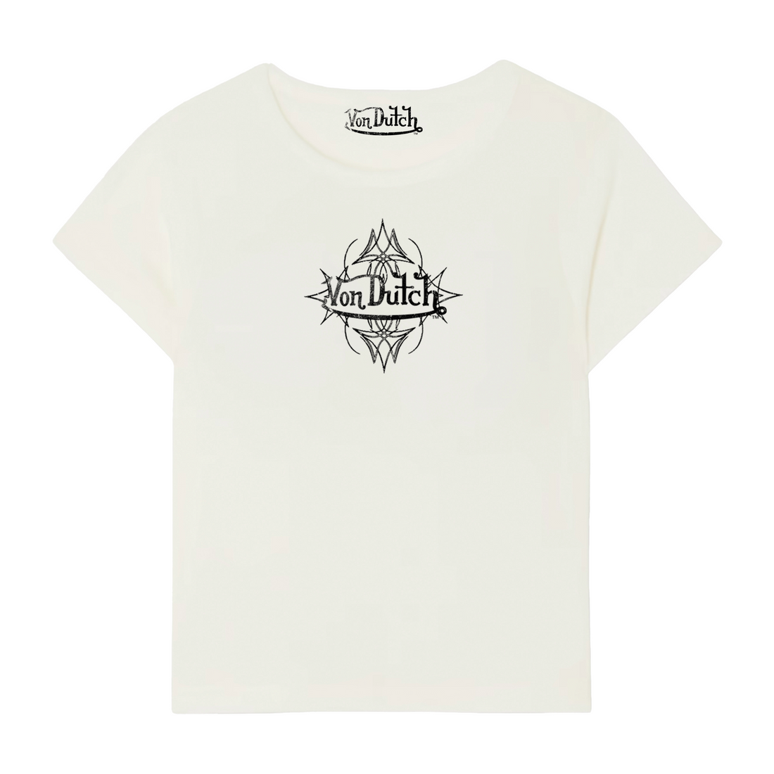 Von Dutch White & Black Mini Distressed Chopper Baby Tee