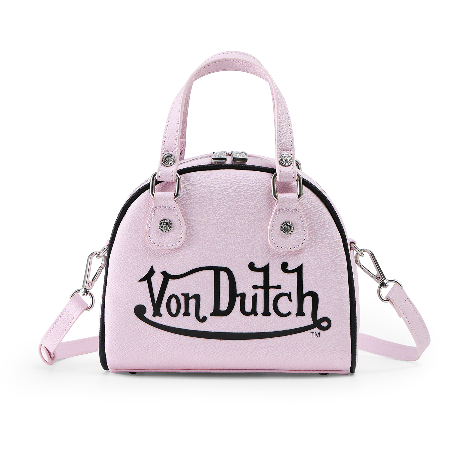Von Dutch Pink & Black Two-Tone Bowling Bag Von Dutch Pink & Black Two-Tone Bowling Bag