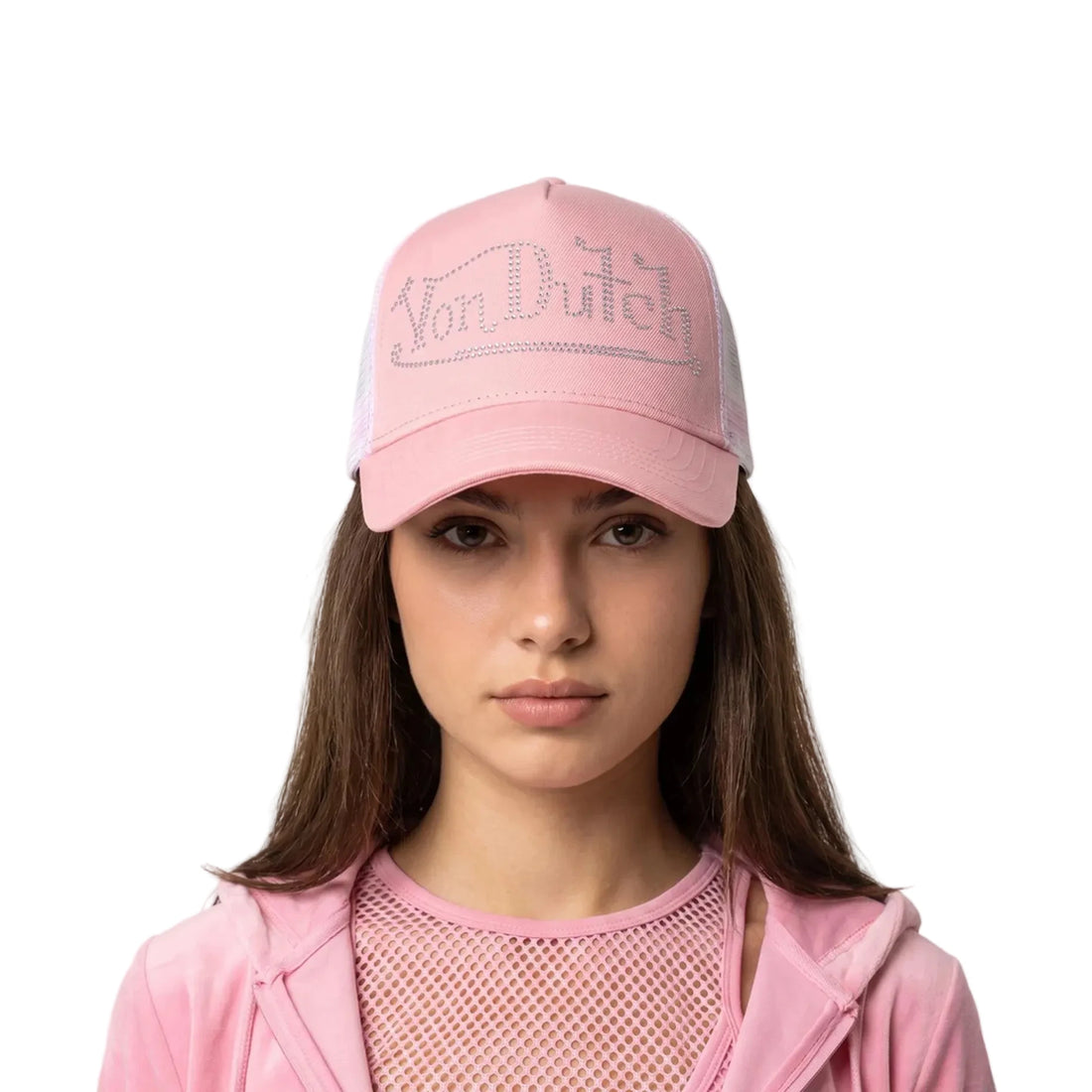 Rhinestone Trucker Hat - Pink with White Rhinestones — image 2