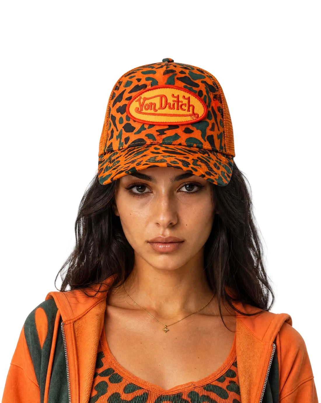 Suede Trucker Hat - 242 Orange Camo — image 2