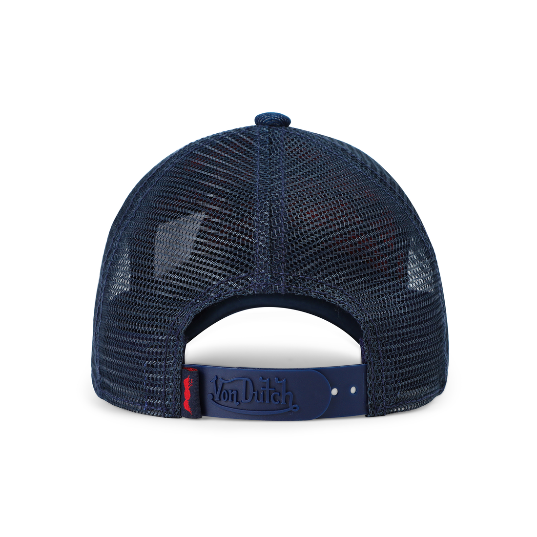 Kids Denim Trucker Hat - Red & White Logo — image 7