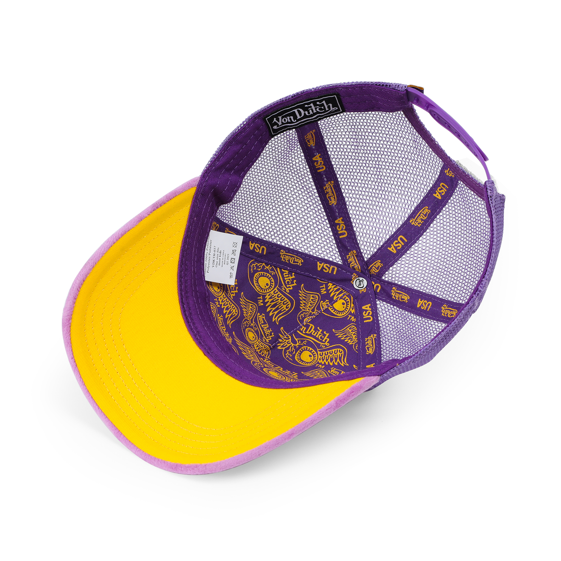 Kids Purple & Yellow Velvet Trucker Hat — image 5