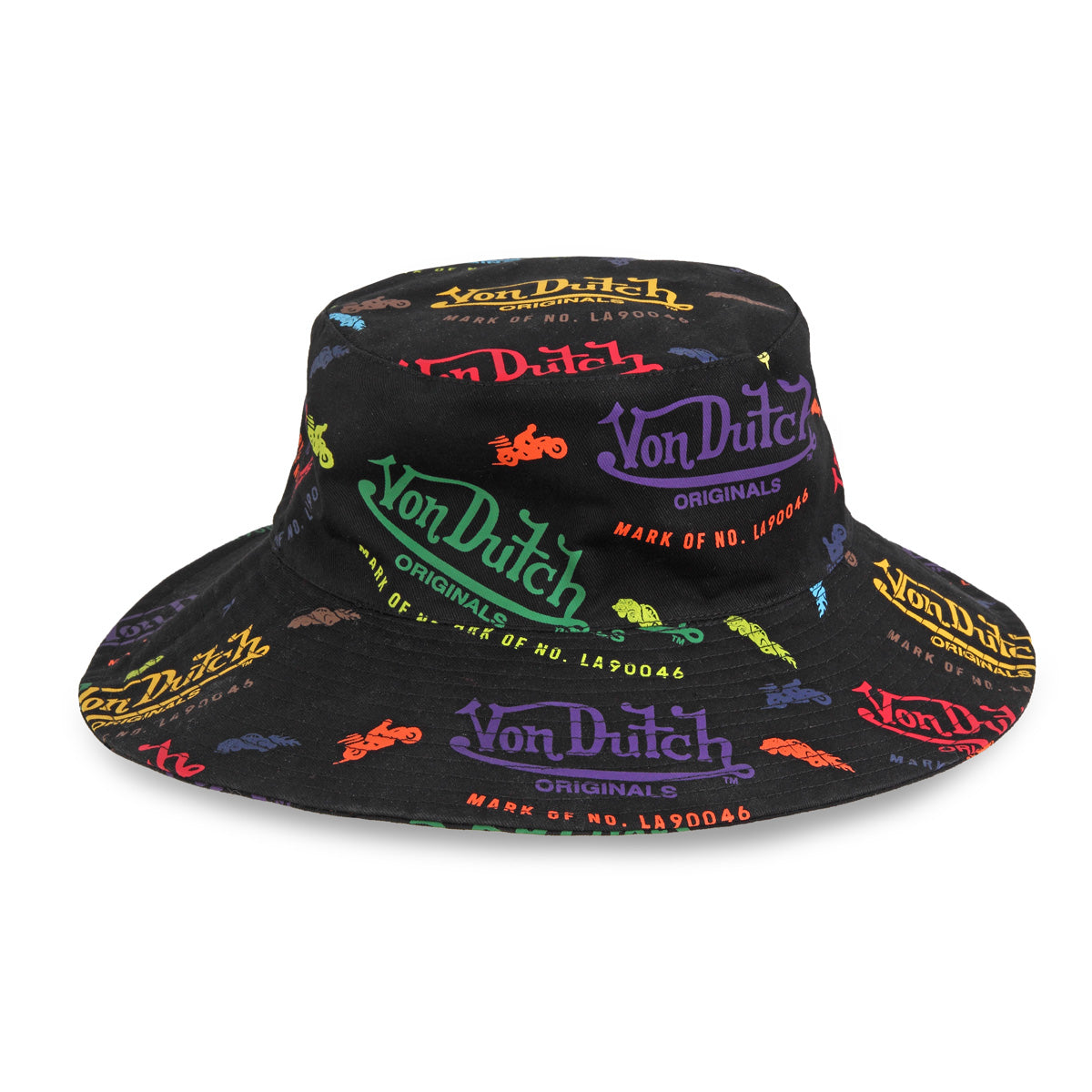 最新 Over All Black Print Dutch Von – Hat Bucket 帽子
