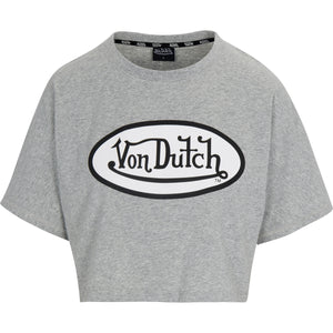 Von Dutch  Originals Logo Patch Women's Gray Crop Tee