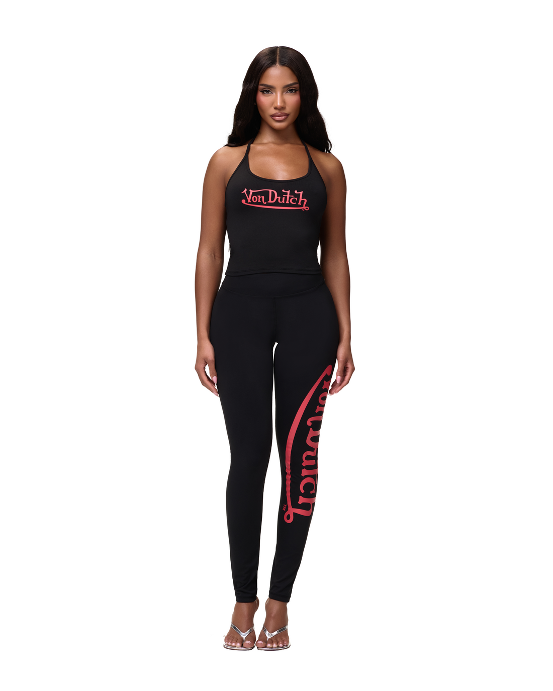 Women's Active Halter Top - Black w/ Red Script — image 2