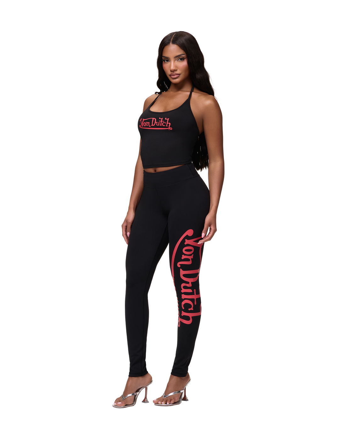 Women's Active Halter Top - Black w/ Red Script — image 4