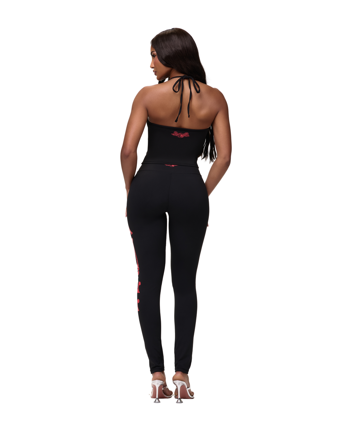 Women's Active Halter Top - Black w/ Red Script — image 3