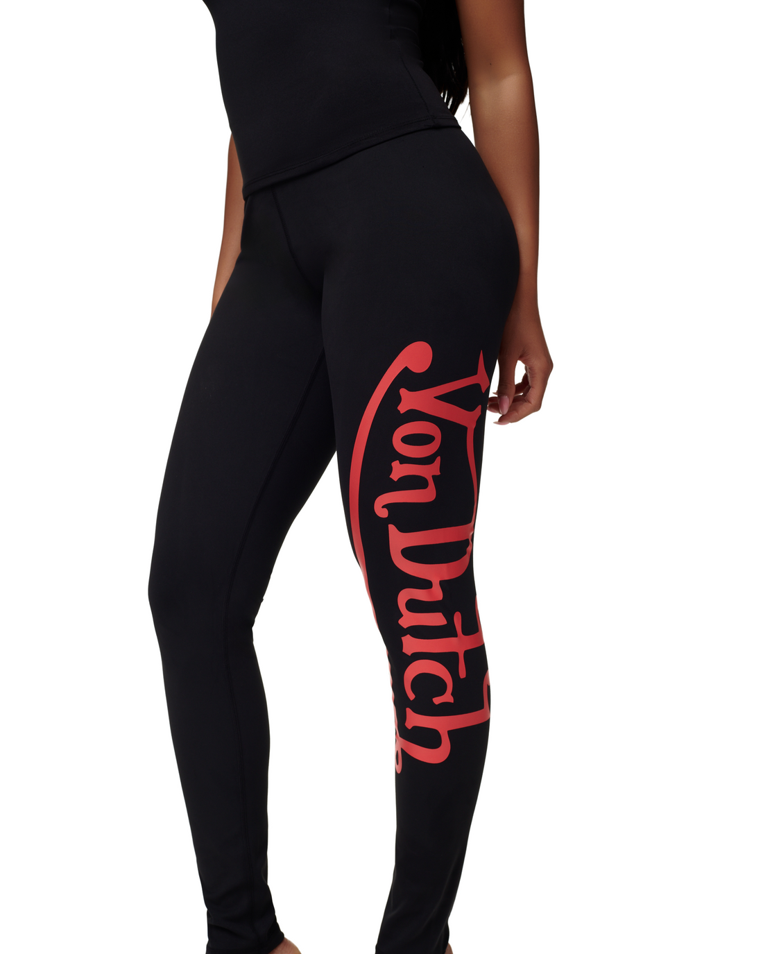 Women's Active Leggings - Black w/ Red Script — image 3