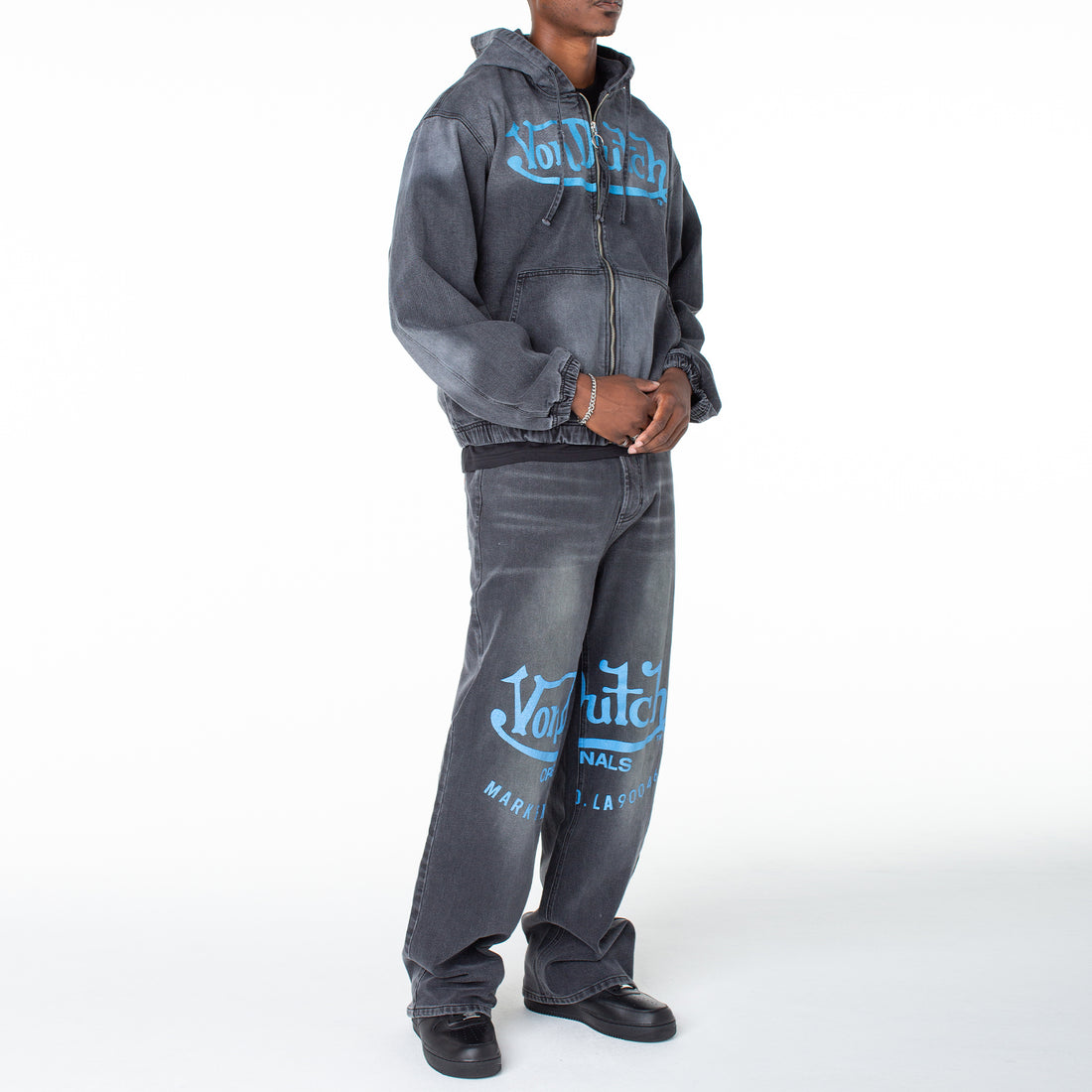 Von Dutch Men's Invader Patch Acid Zip Up Hoodie Jacket