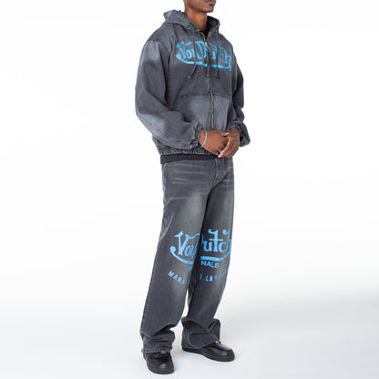 Von Dutch Men's Invader Patch Acid Zip Up Hoodie Jacket