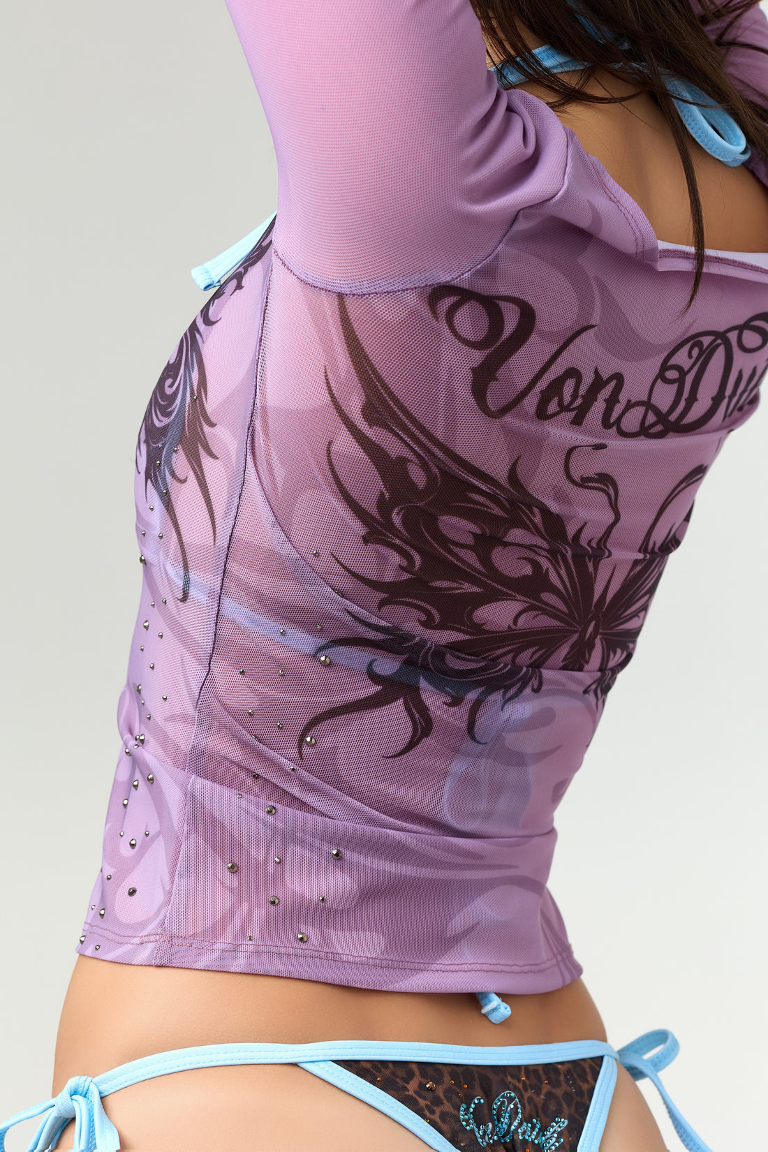 RHINESTONE MESH TOP - PURPLE — image 5