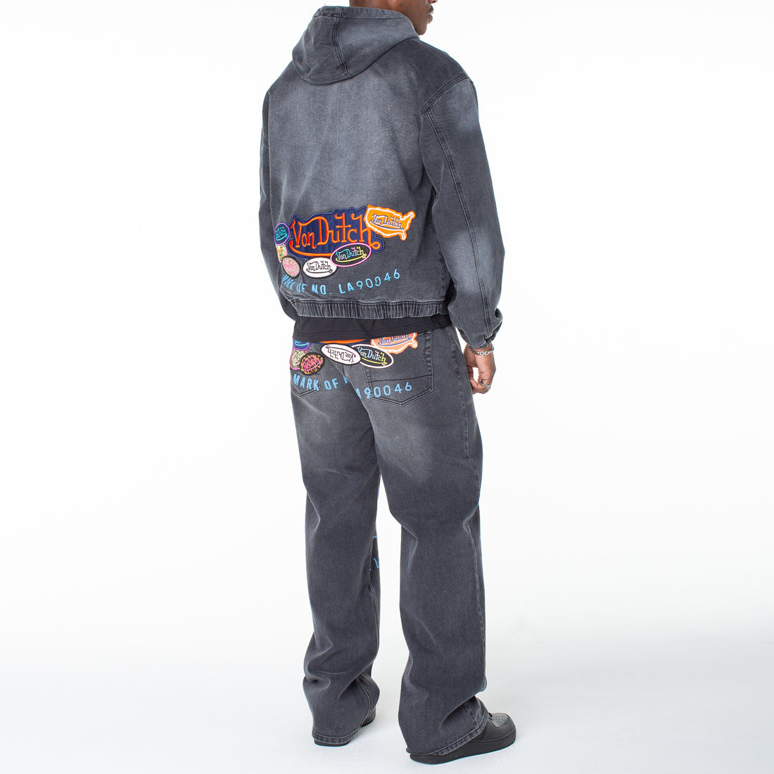Von Dutch Men's Invader Patch Acid Zip Up Hoodie Jacket