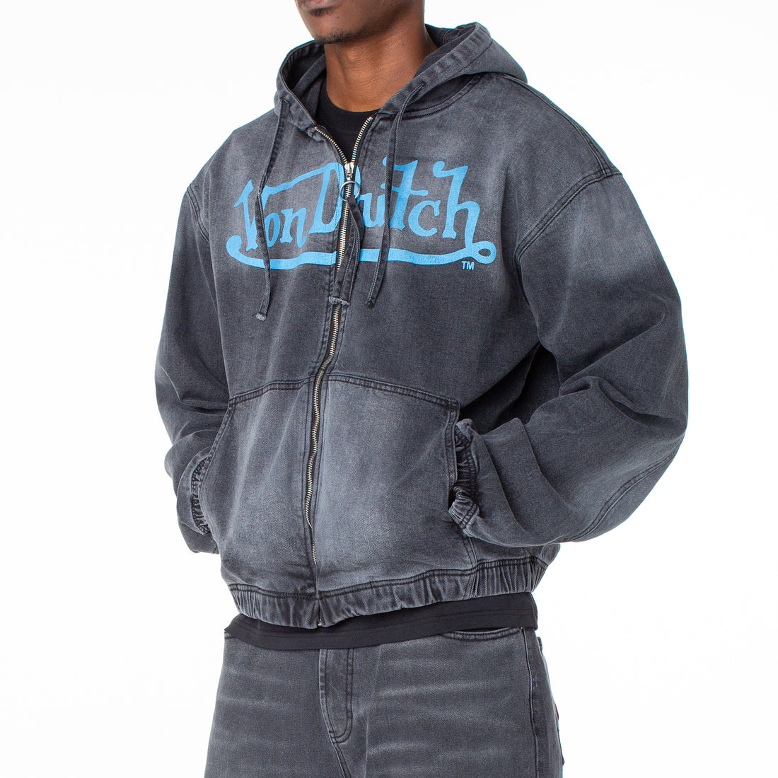 Von Dutch Men's Invader Patch Acid Zip Up Hoodie Jacket