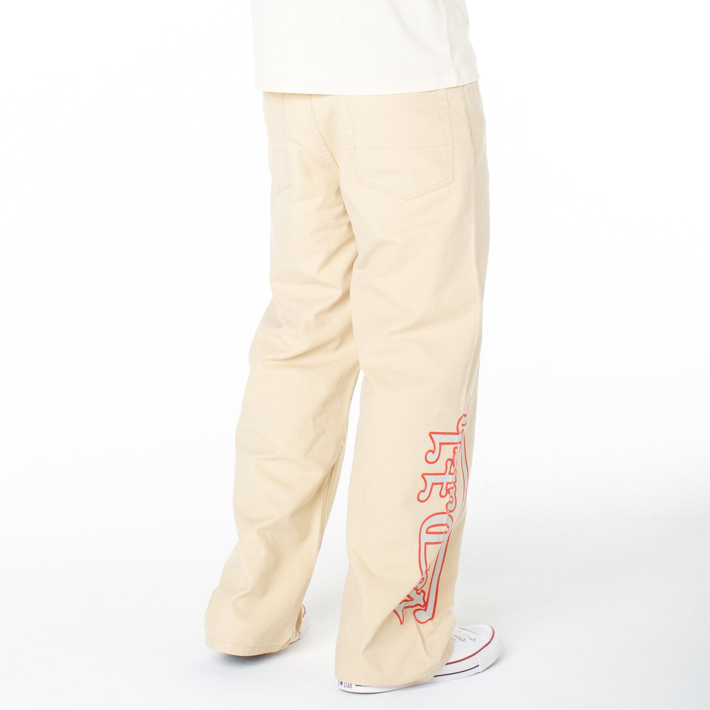 Men's Baggy Contrast Graphic Patch Straight Reaper Pant - Sand