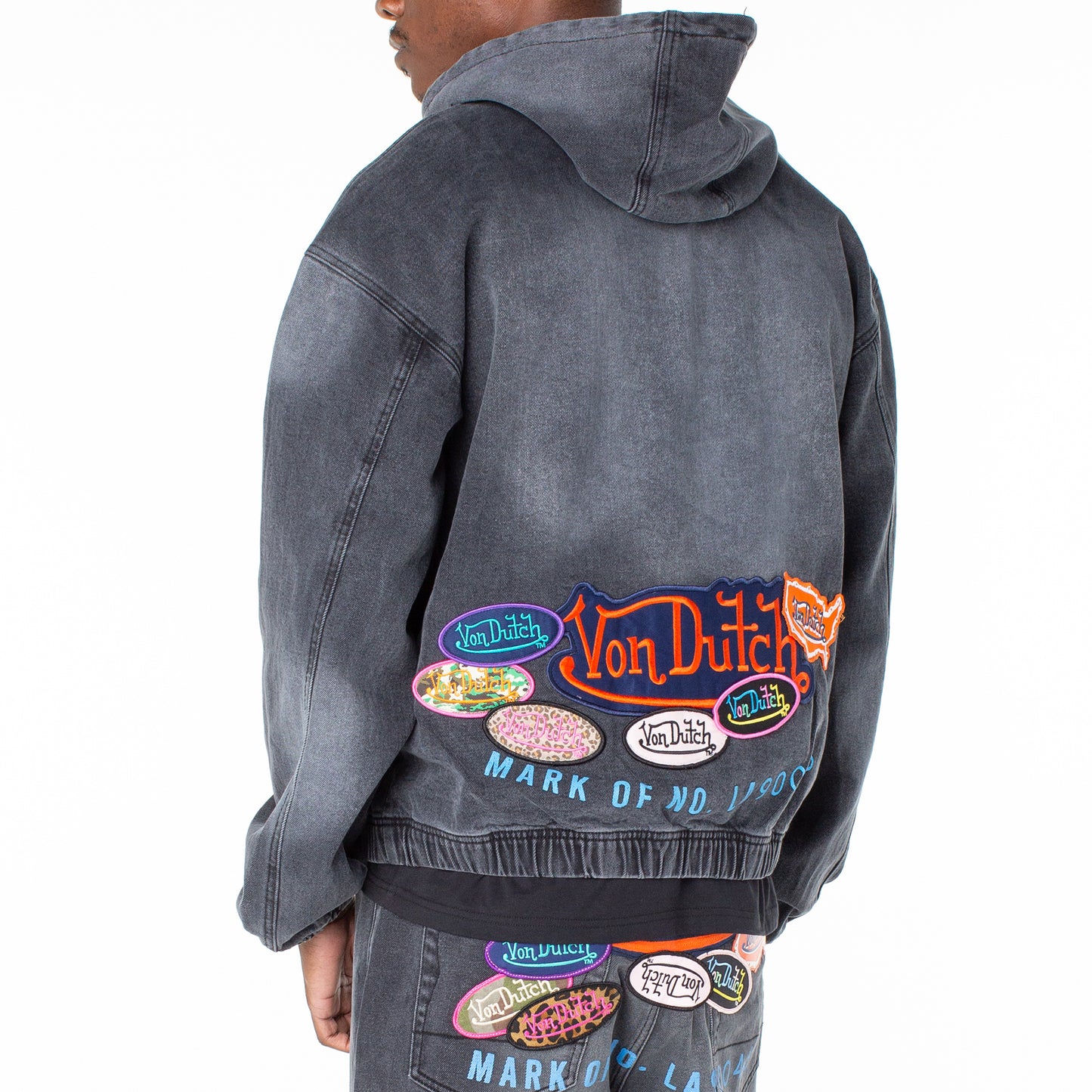 Von Dutch Men's Invader Patch Acid Zip Up Hoodie Jacket