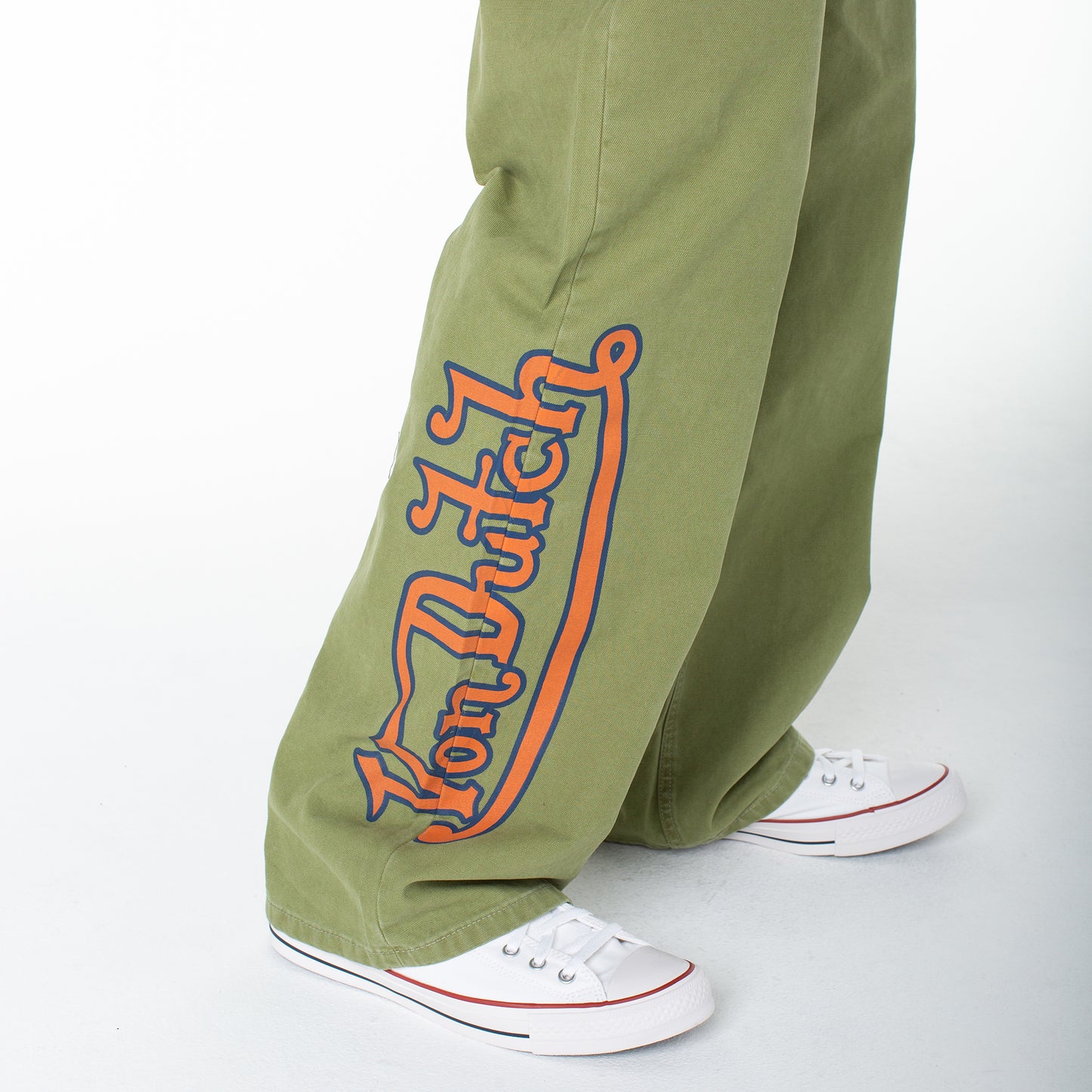 Men's Baggy Contrast Graphic Patch Straight Reaper Pant - Olive