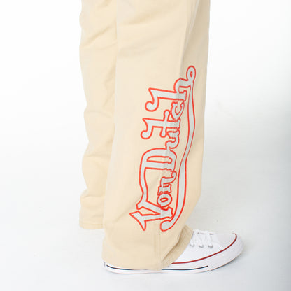 Men's Baggy Contrast Graphic Patch Straight Reaper Pant - Sand