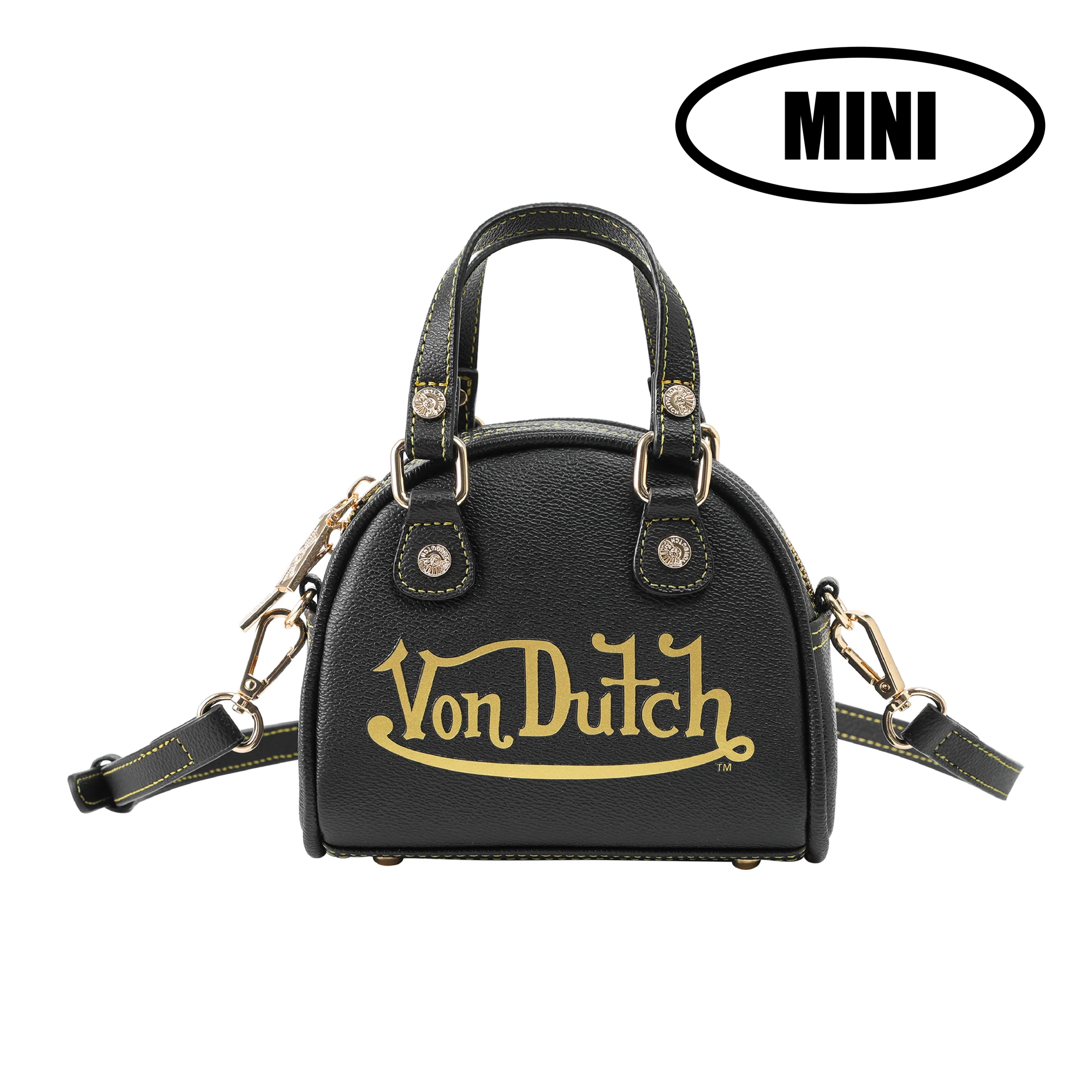 Von Dutch Mini Bowling Bag - Racing Stripe Black & Gold
