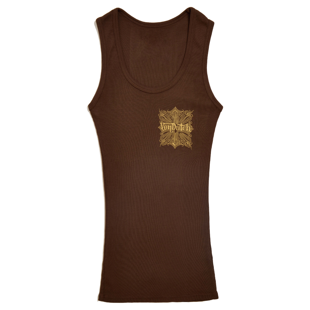 Von Dutch Brown & Yellow Classic Chopper Tank Top