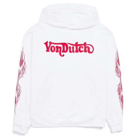 Von Dutch Red Glitter on White Hoodie