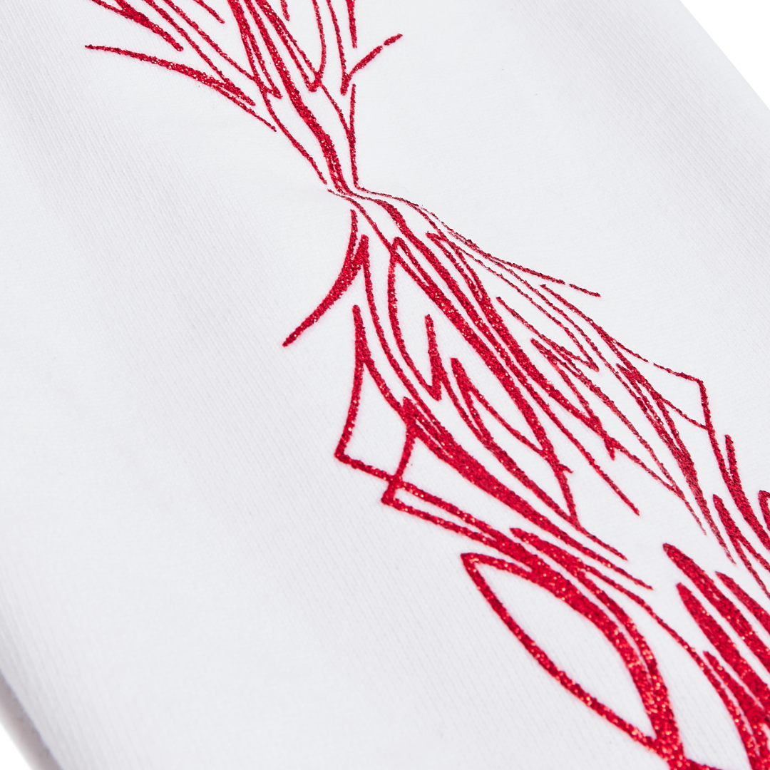 Von Dutch Red Glitter on White Hoodie