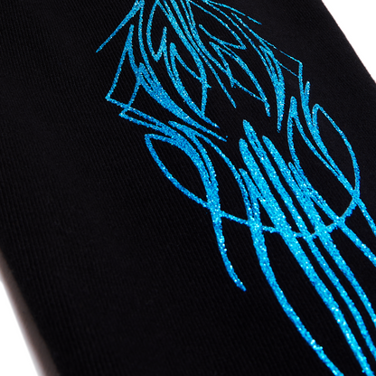 Von Dutch Blue Glitter on Black Hoodie