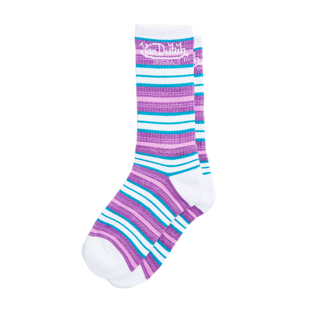 Von Dutch Purple & Blue Stripe Crew Socks
