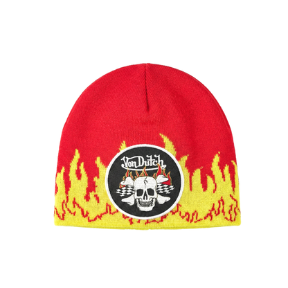 Road Reaper Flame Beanie - Red