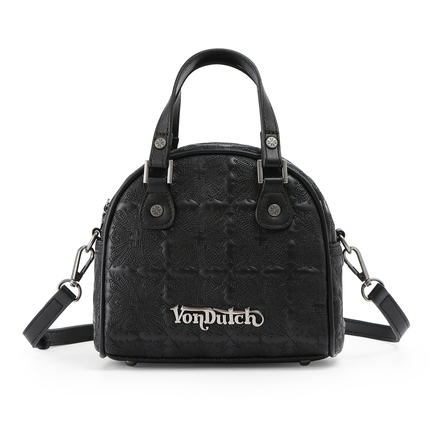 Embroidered Chopper Bowling Bag - Black