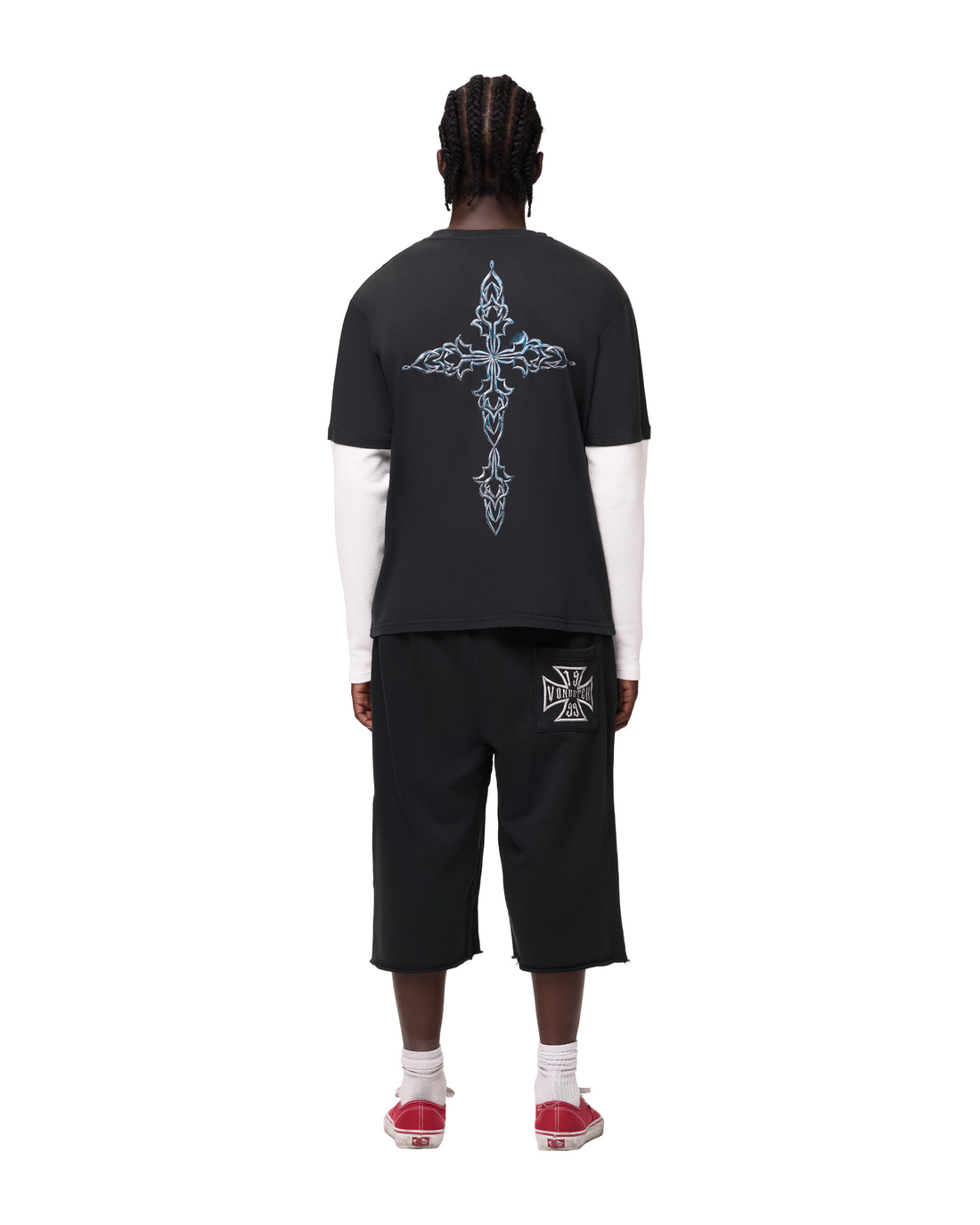 BLACK AND WHITE - LA OVER-SIZED 3/4 SHORTS — image 5
