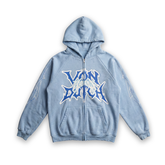 SUMMER BLUES DISTRESSED HOODIE - VD x HARDFEST