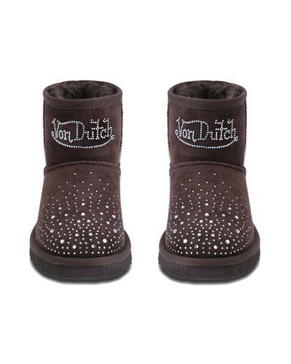 RHINESTONE SHEARLING BOOT - MOCHA