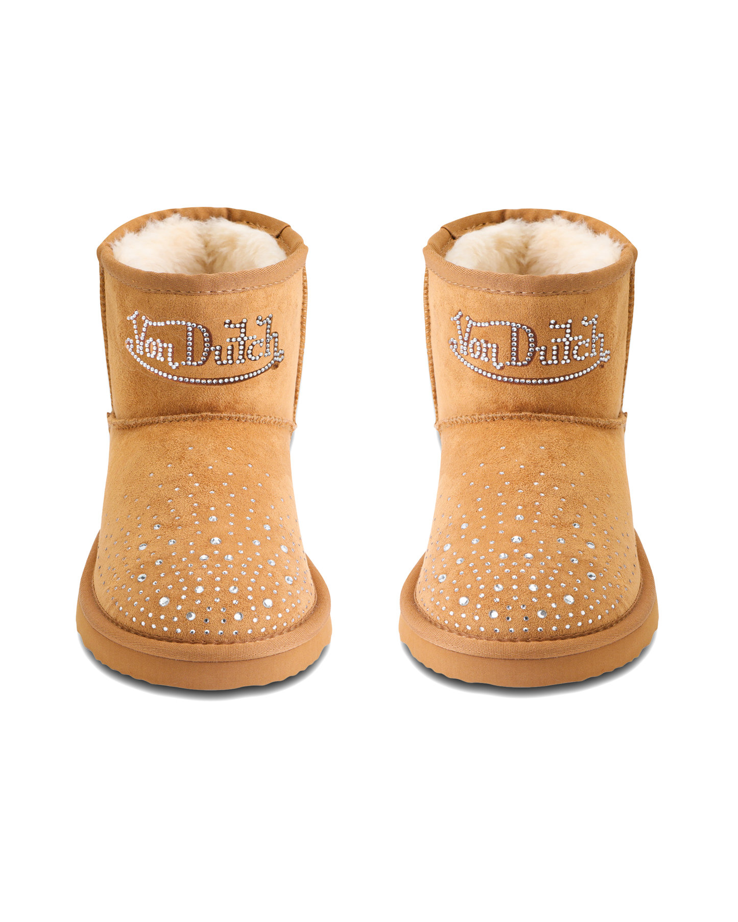 RHINESTONE SHEARLING BOOT - CHESTNUT