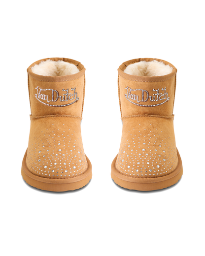 RHINESTONE SHEARLING BOOT - CHESTNUT