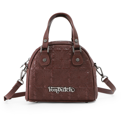 Embroidered Chopper Bowling Bag - Brown