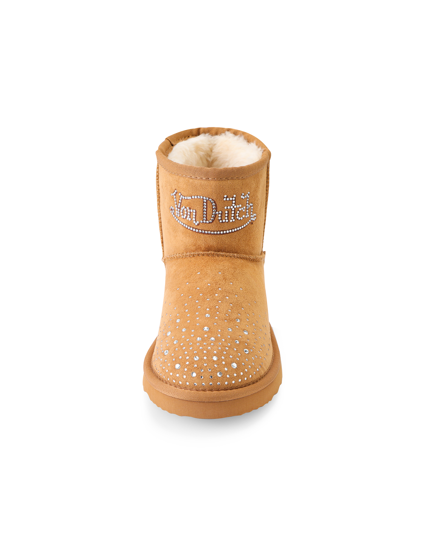 RHINESTONE SHEARLING BOOT - CHESTNUT