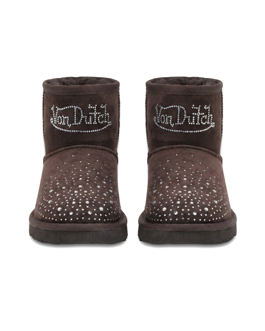 RHINESTONE SHEARLING BOOT - MOCHA