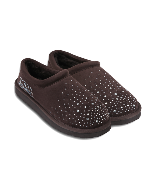 RHINESTONE SLIP-ON BOOT - MOCHA