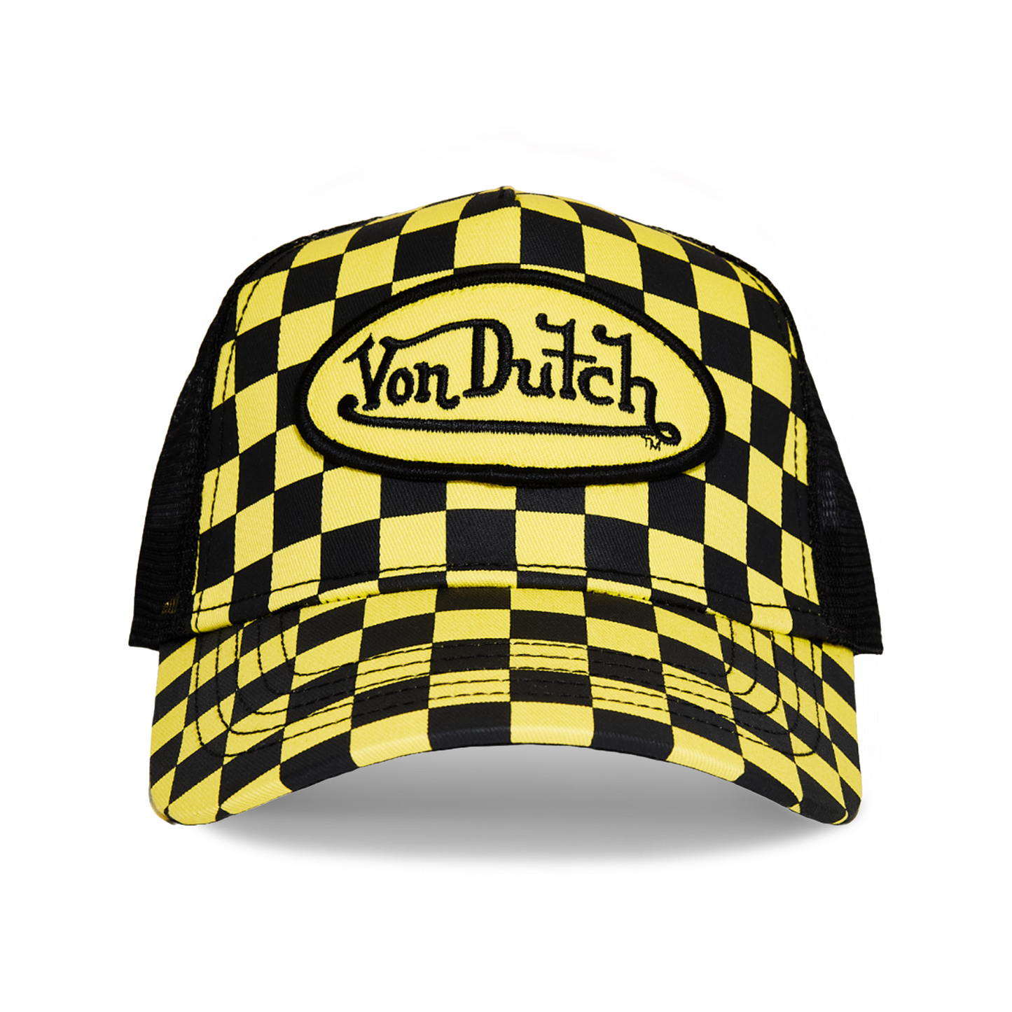 Von Dutch Black/Yellow Checker Trucker Hat