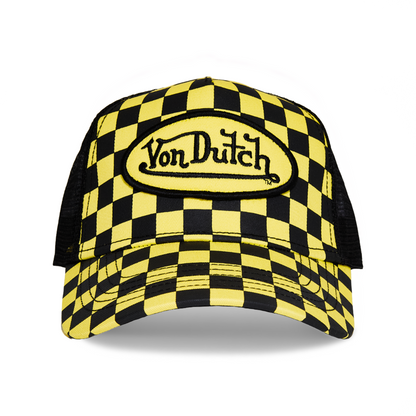 Von Dutch Black/Yellow Checker Trucker Hat